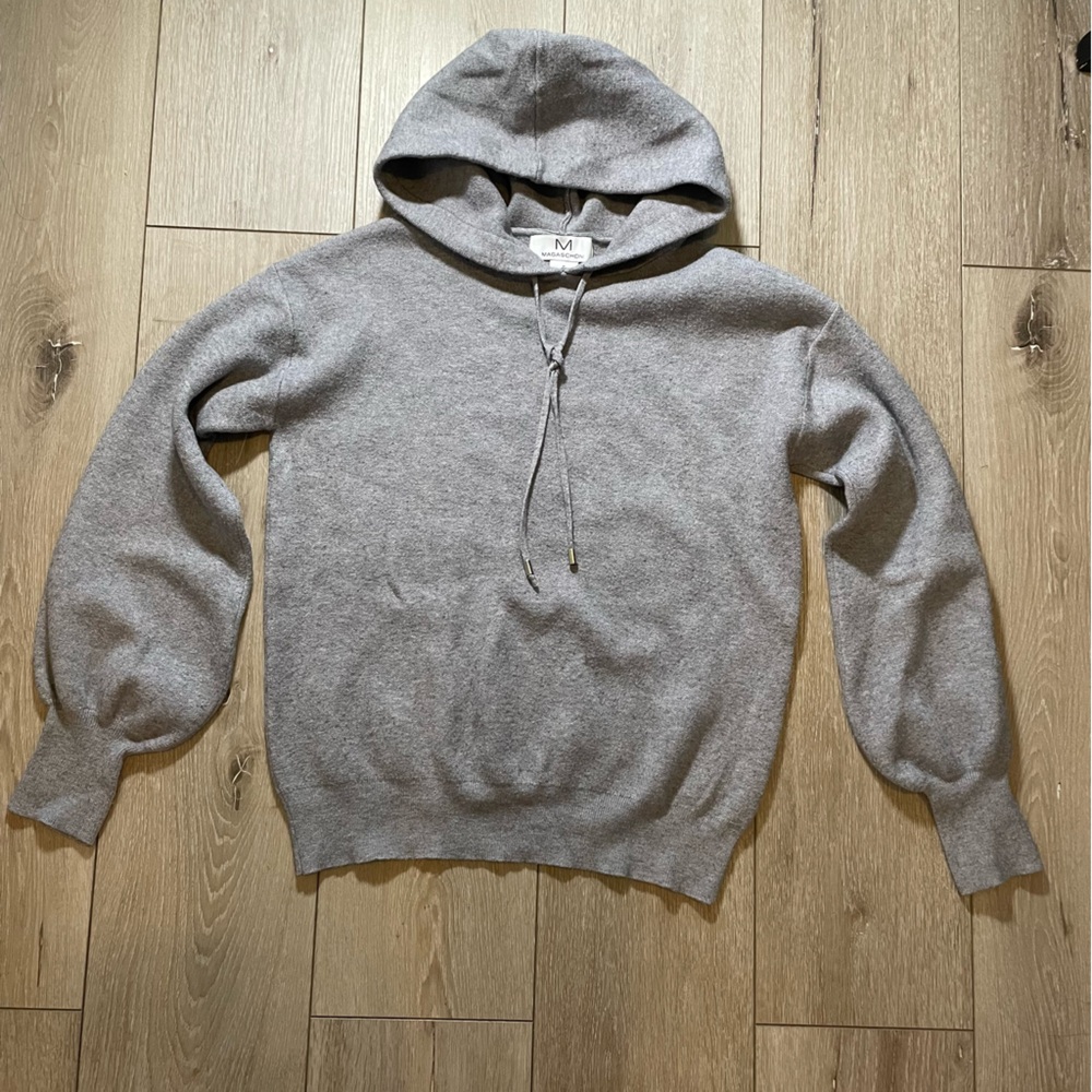 Magaschoni Women's Gray Cozy Soft Pullover Hoodie Balloon Sleeves‎ Size S